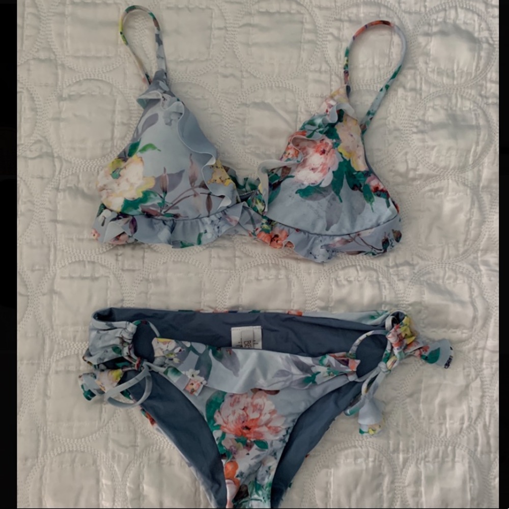 Becca floral ruffle bikini set